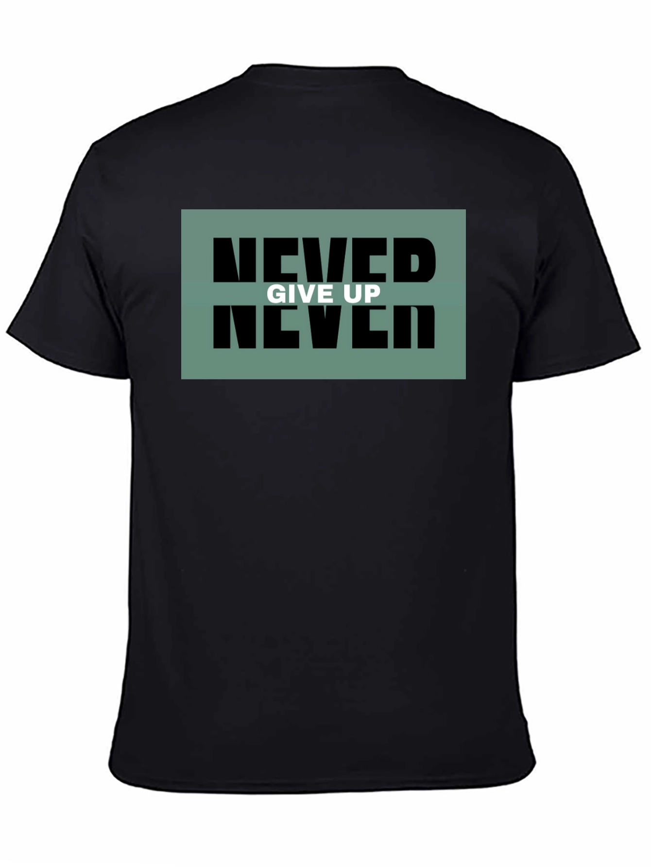 Black Never Give Up Black Graphic Tee view 4