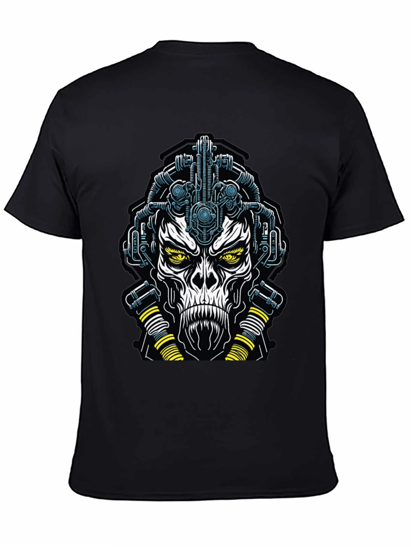 Black Cyberpunk Skull Graphic Tee - Black view 4