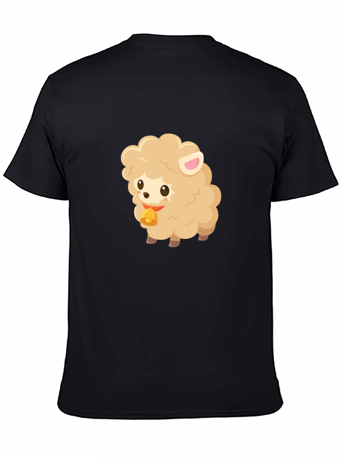 Black Cute Sheep Graphic Tee - Black Cotton Blend view 4