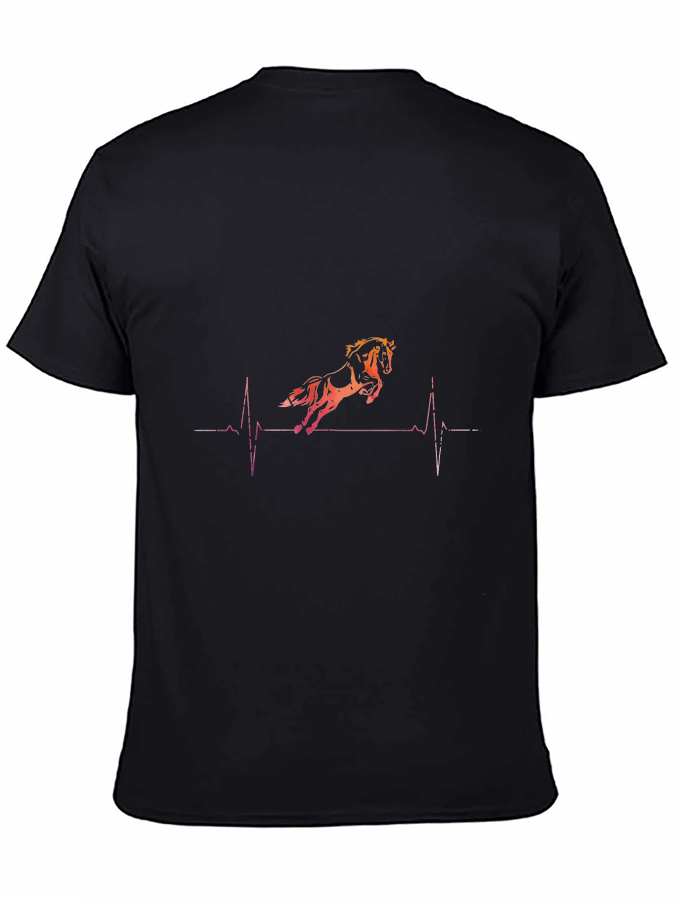 Black Horse Heartbeat Graphic Tee - Black Cotton T-Shirt view 4