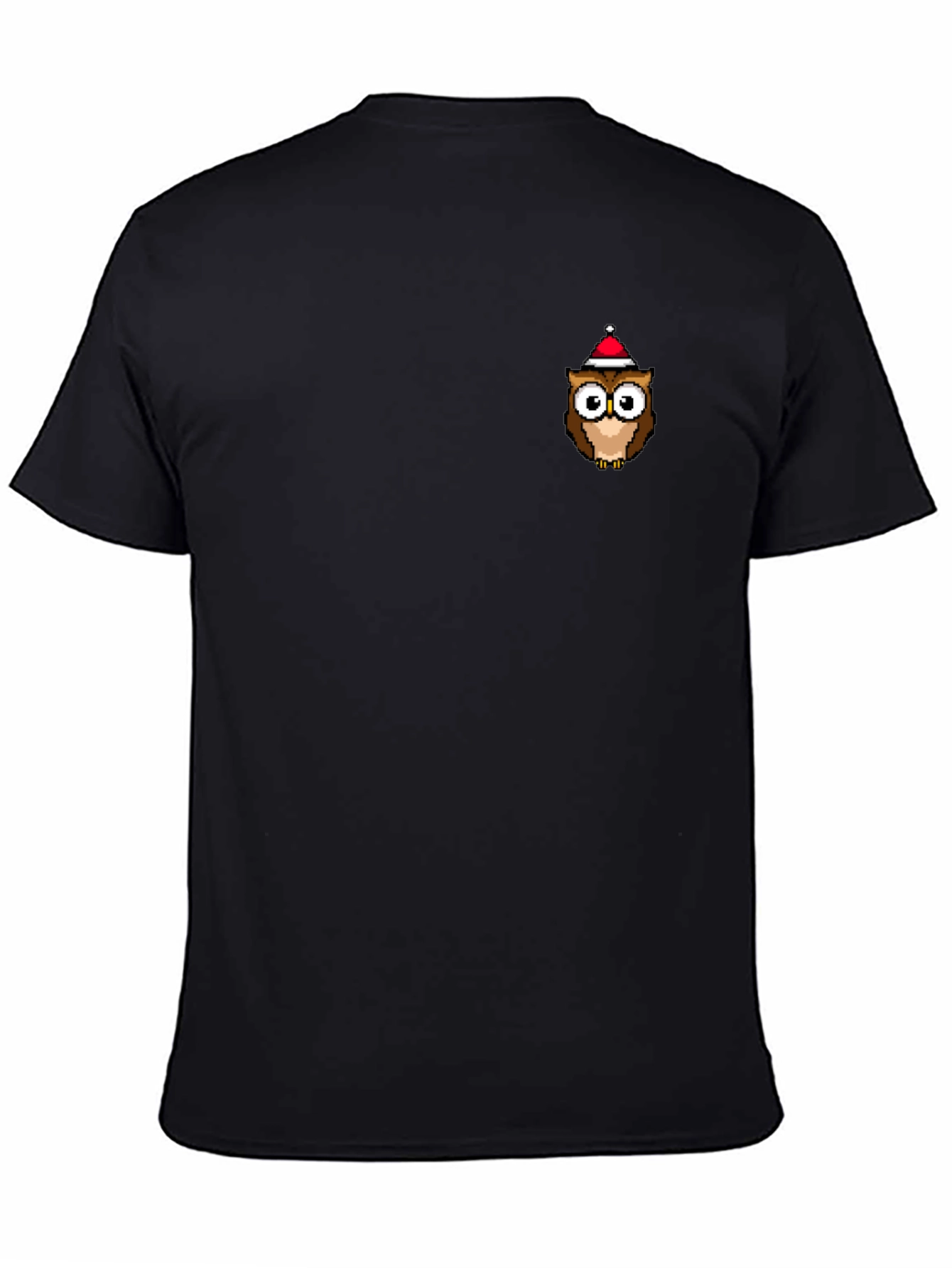 Black Festive Owl Graphic Tee - Black Cotton T-Shirt view 4