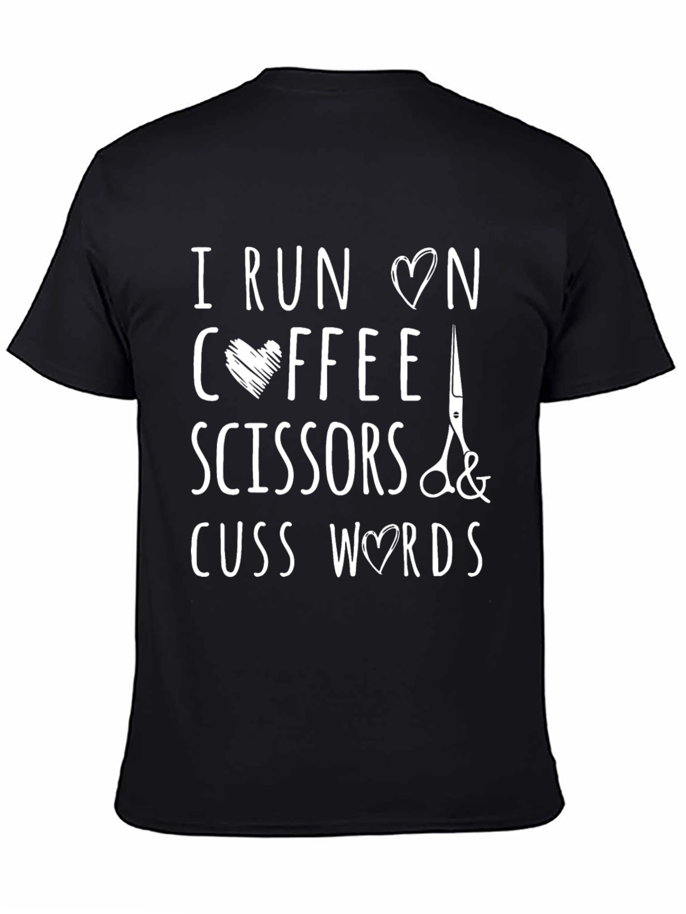 Black I Run On Coffee Scissors Cuss Words T-Shirt view 4