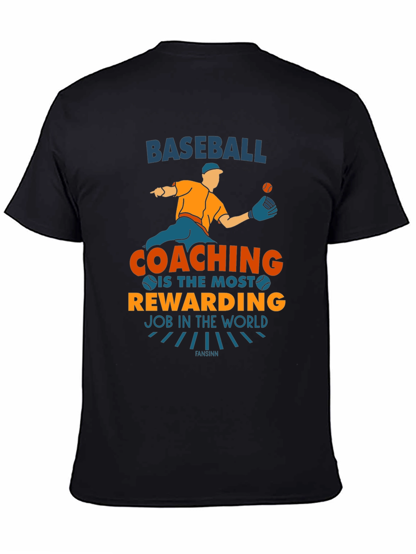 Black Baseball Coaching T-Shirt: Most Rewarding Job Graphic Tee view 4