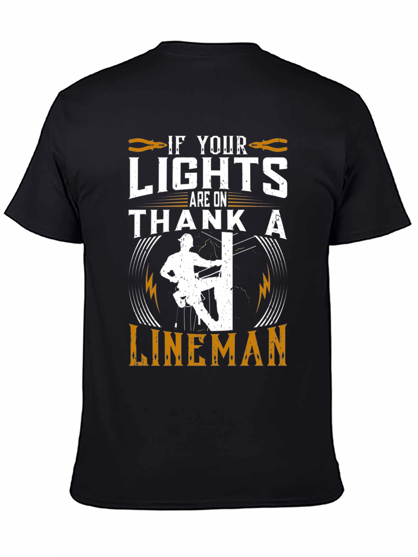 Black Lineman Tribute Graphic Tee - Electrical Worker Pride view 4