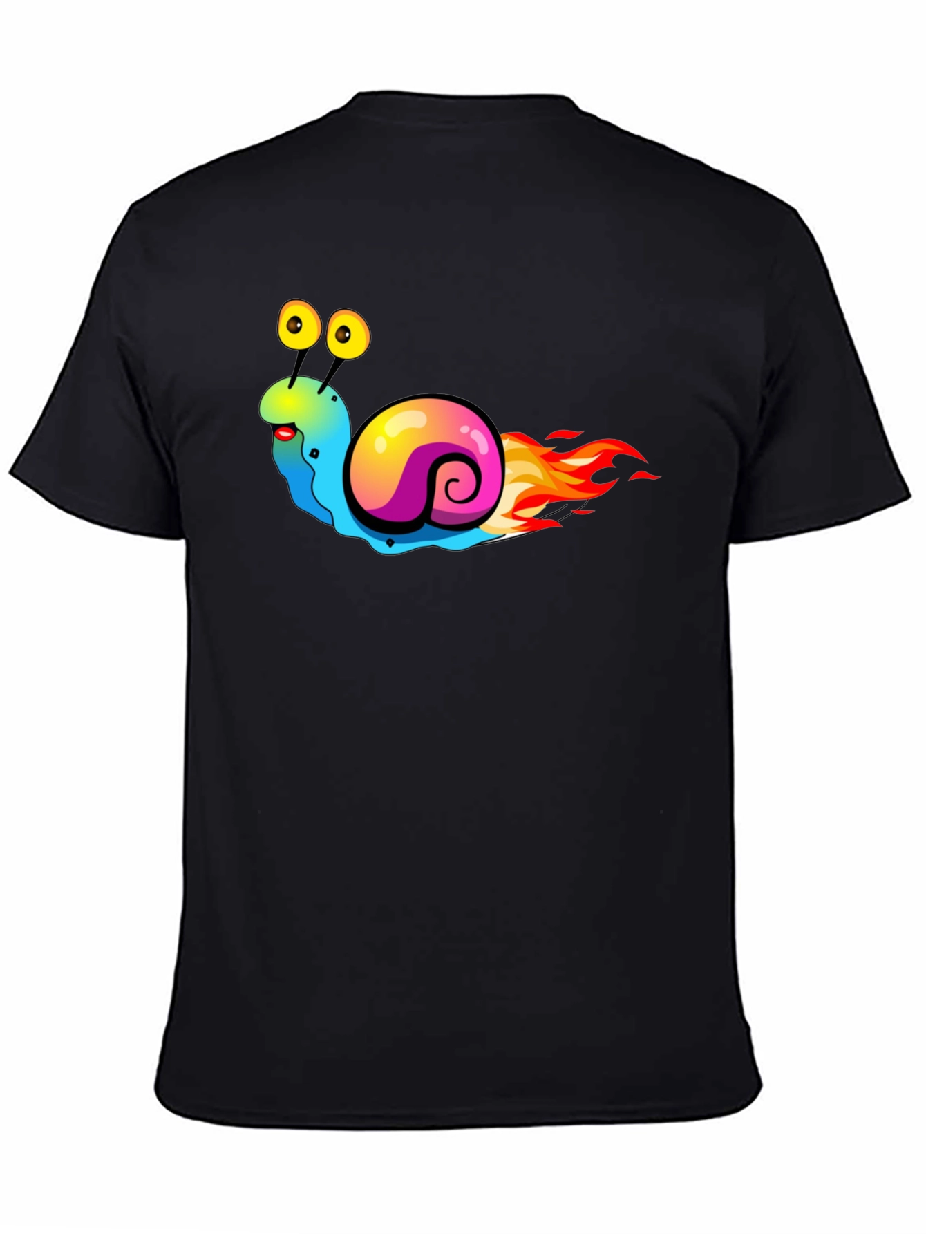 Black Funny Fast Snail Graphic Tee - Black Cotton Shirt view 4