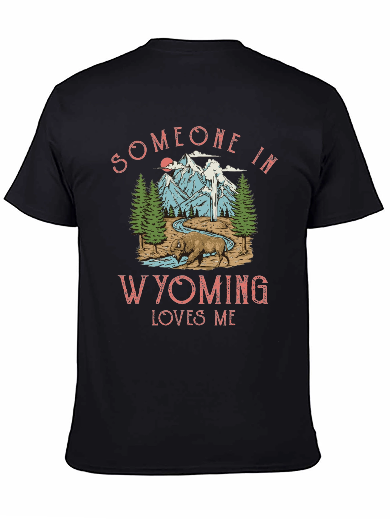 Black Wyoming Loves Me Graphic Tee - Black view 4