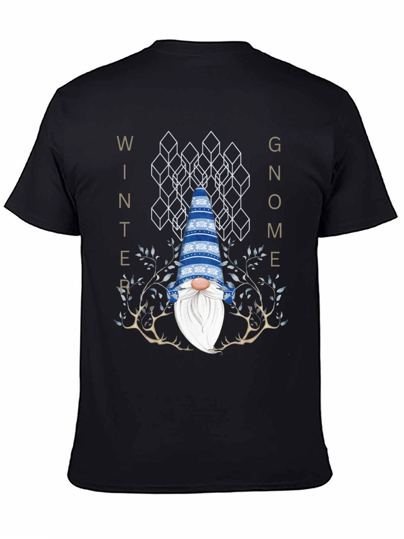 Black Winter Gnome Graphic Tee - Black Crew Neck view 4