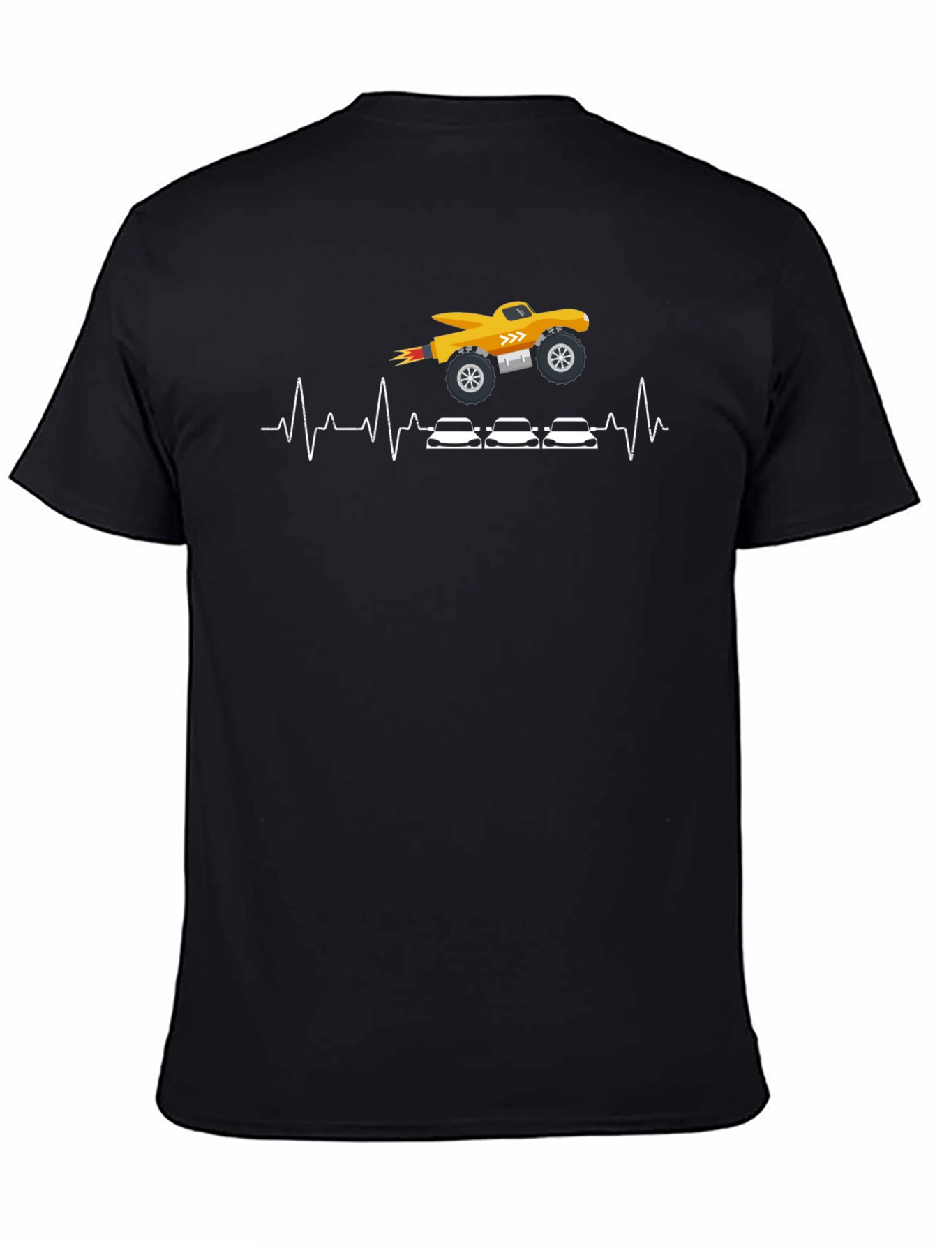 Black Monster Truck Heartbeat Graphic Tee view 4