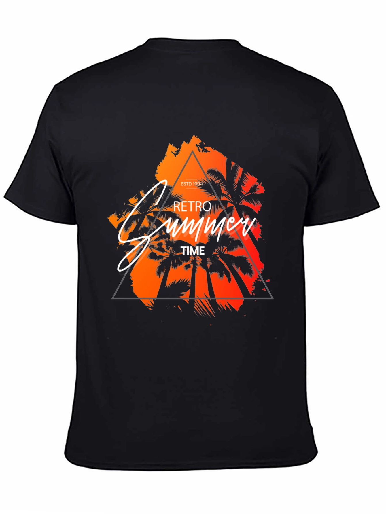 Black Retro Summer Time Graphic T-Shirt view 4