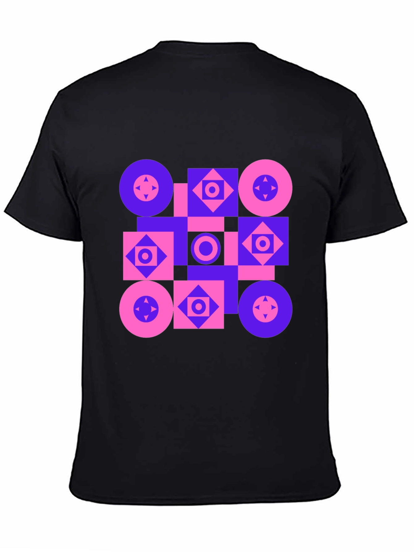 Black Geometric Pattern T-Shirt - Modern Design Tee view 4