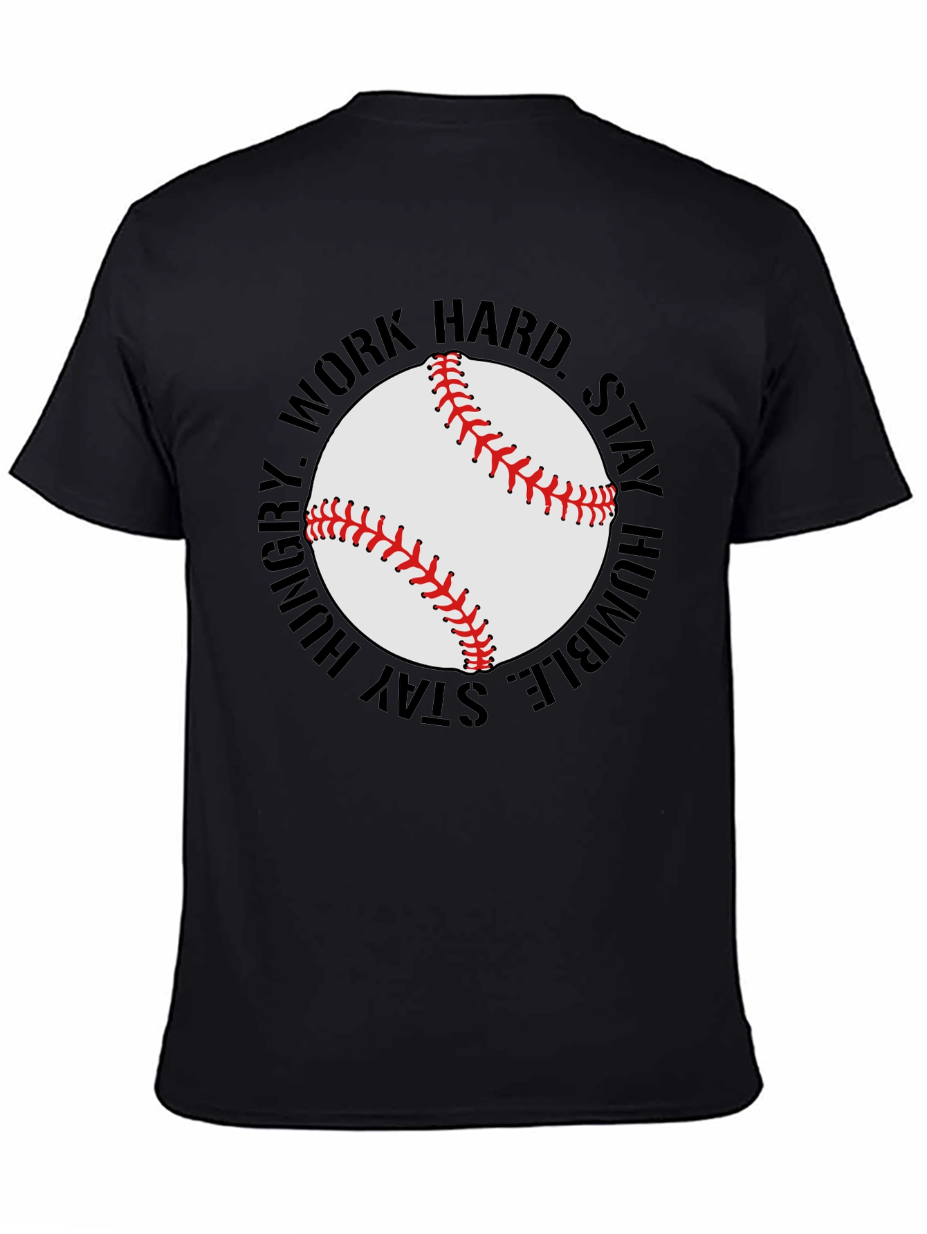 Black Baseball Graphic T-Shirt - Work Hard, Stay Humble view 4