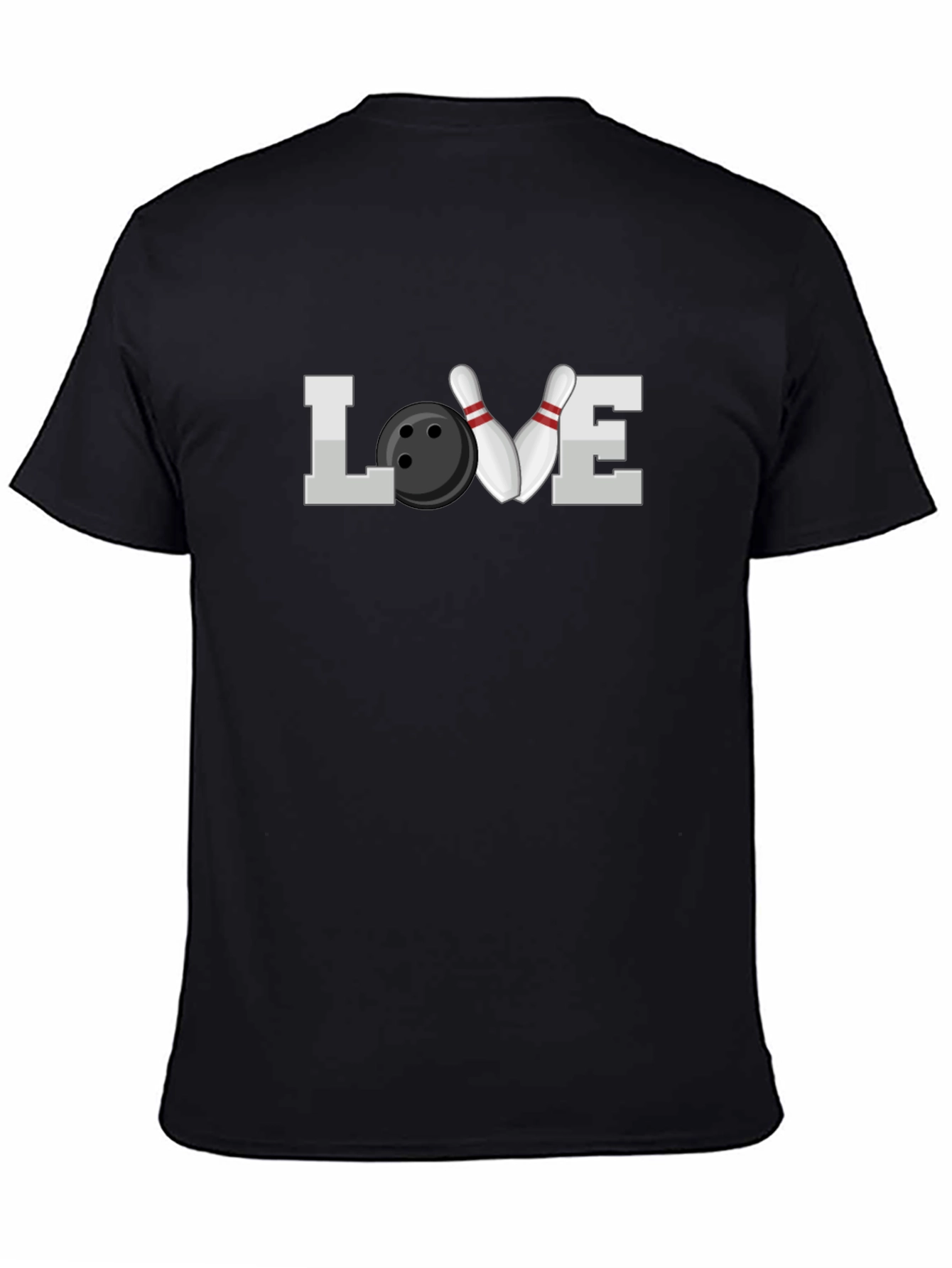 Black Bowling Love Graphic T-Shirt - Black Crew Neck Tee view 4