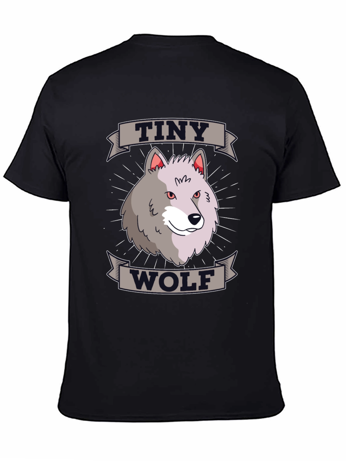 Black Tiny Wolf Graphic T-Shirt - Black Cotton Blend Tee view 4