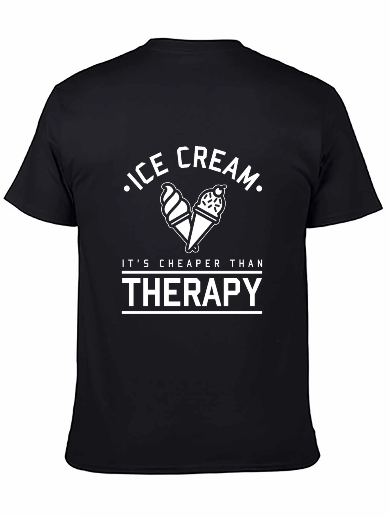Black Ice Cream Cheaper Than Therapy T-Shirt - Funny Tee view 4