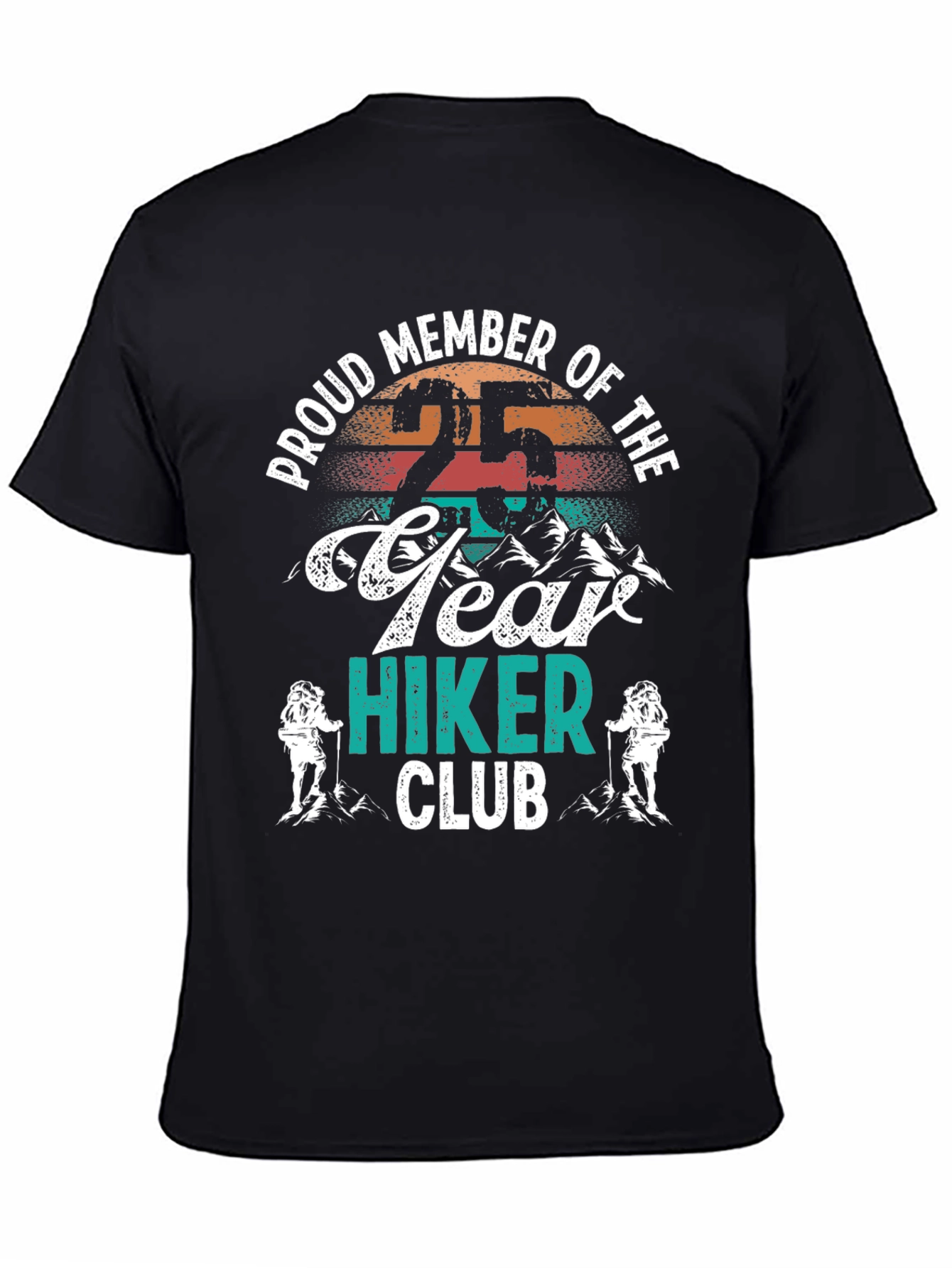 Black 25 Year Hiker Club Tee - Proud Member Hiking Apparel view 4