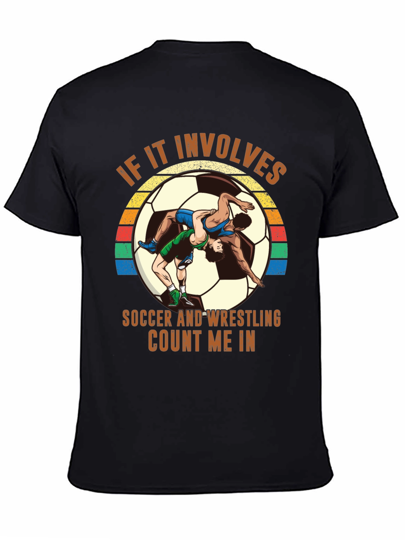 Black Soccer Wrestling T-Shirt - Count Me In! view 4