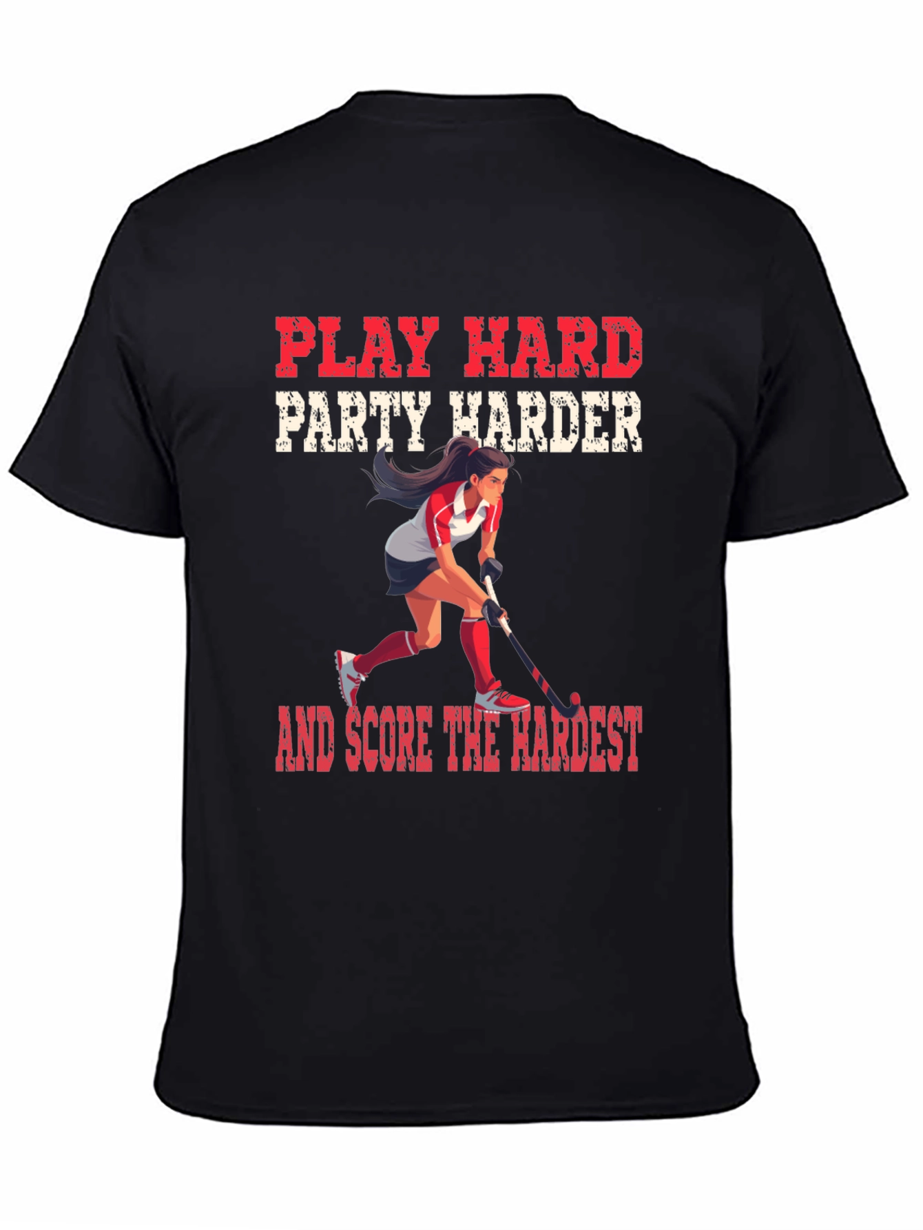 Black Play Hard Hockey Graphic Tee view 4