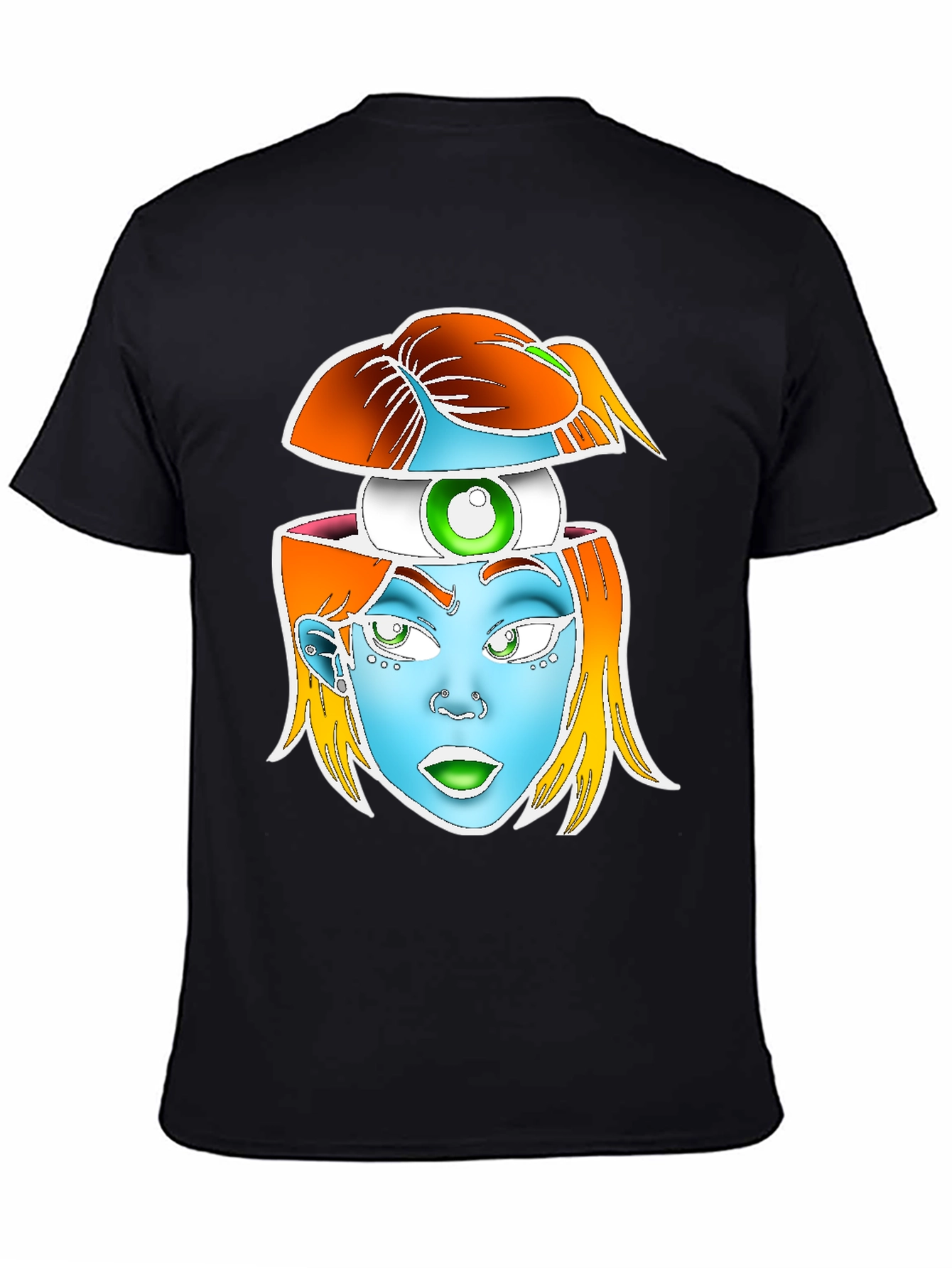 Black Surreal Head Graphic Tee - Black view 4
