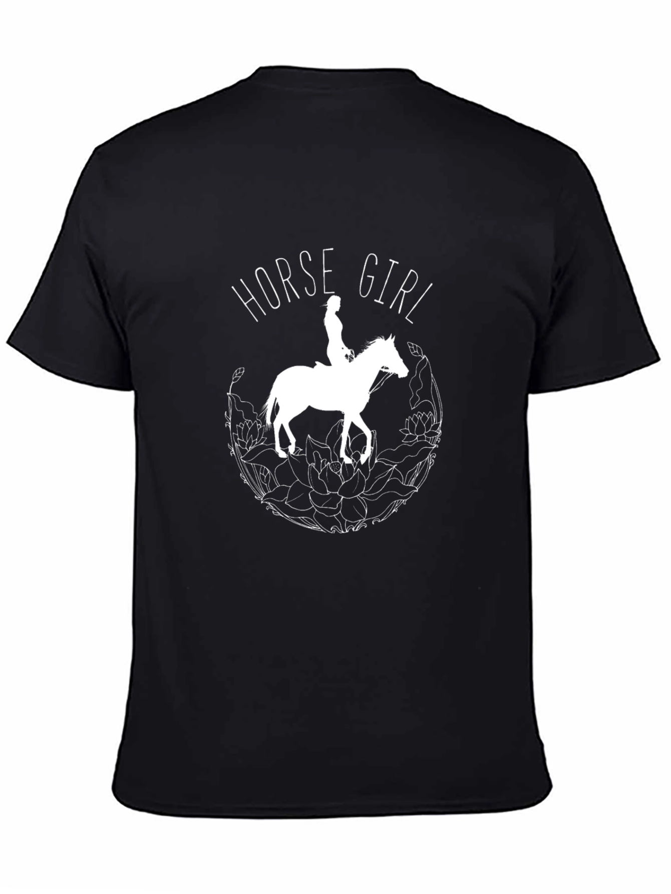 Black Horse Girl T-Shirt - Equestrian Style Tee view 4