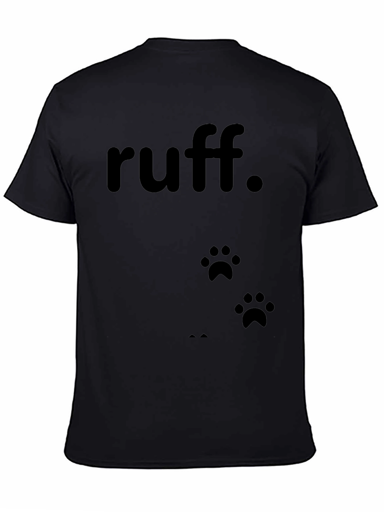 Black Ruff Dog Paw Print T-Shirt - Casual Cotton Tee view 4
