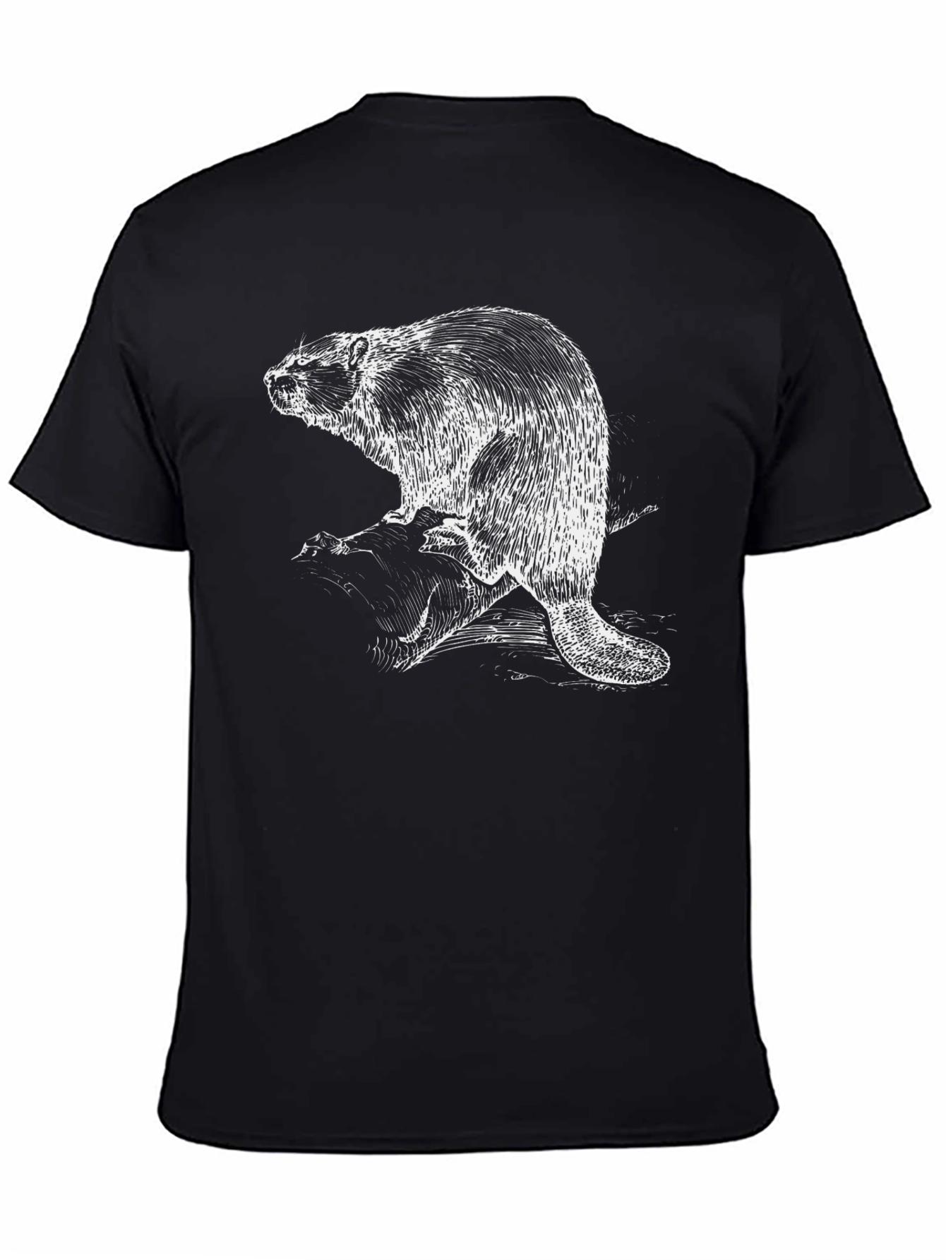 Black Beaver Graphic T-Shirt - Black Cotton Tee view 4
