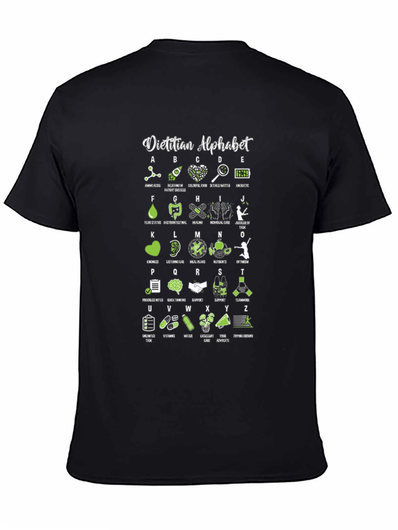 Black Dietitian Alphabet T-Shirt - Nutritionist ABCs view 4