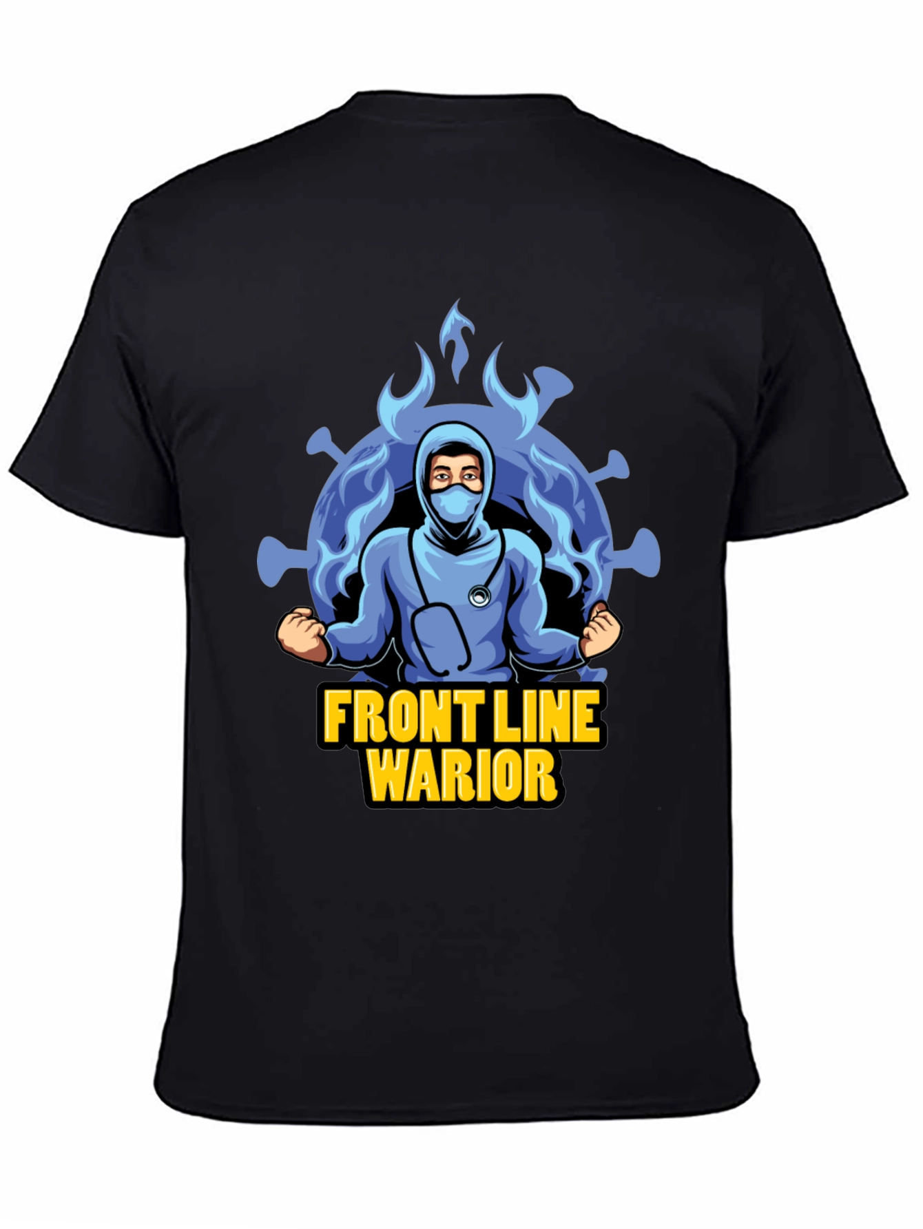 Black Front Line Warrior T-Shirt - Unisex Design view 4