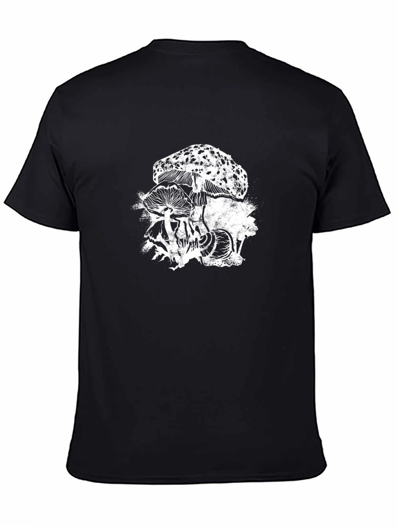 Black Mushroom Skull Graphic Tee - Black Cotton T-Shirt view 4