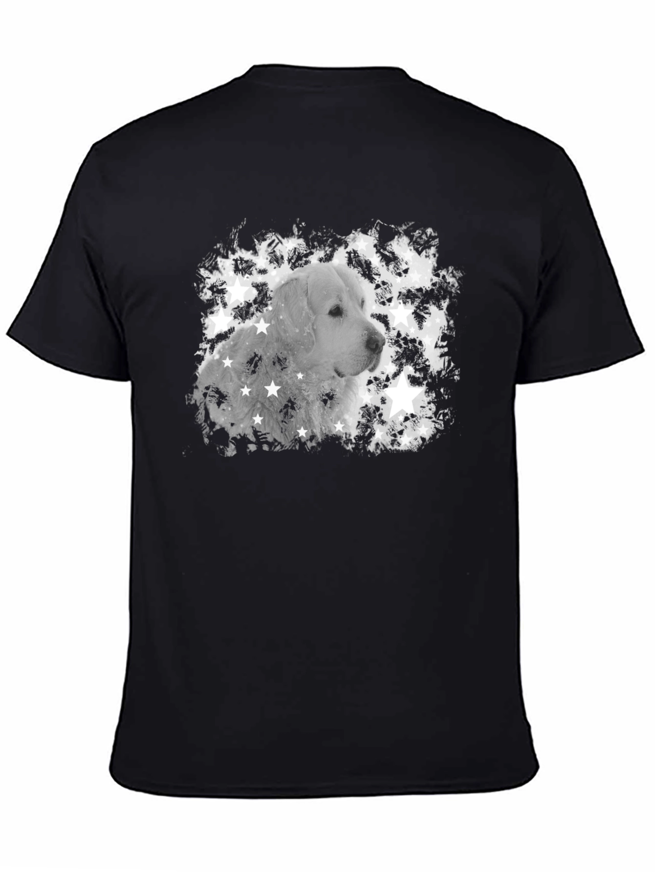 Black Dog Star T-Shirt - Black Crew Neck Tee view 4