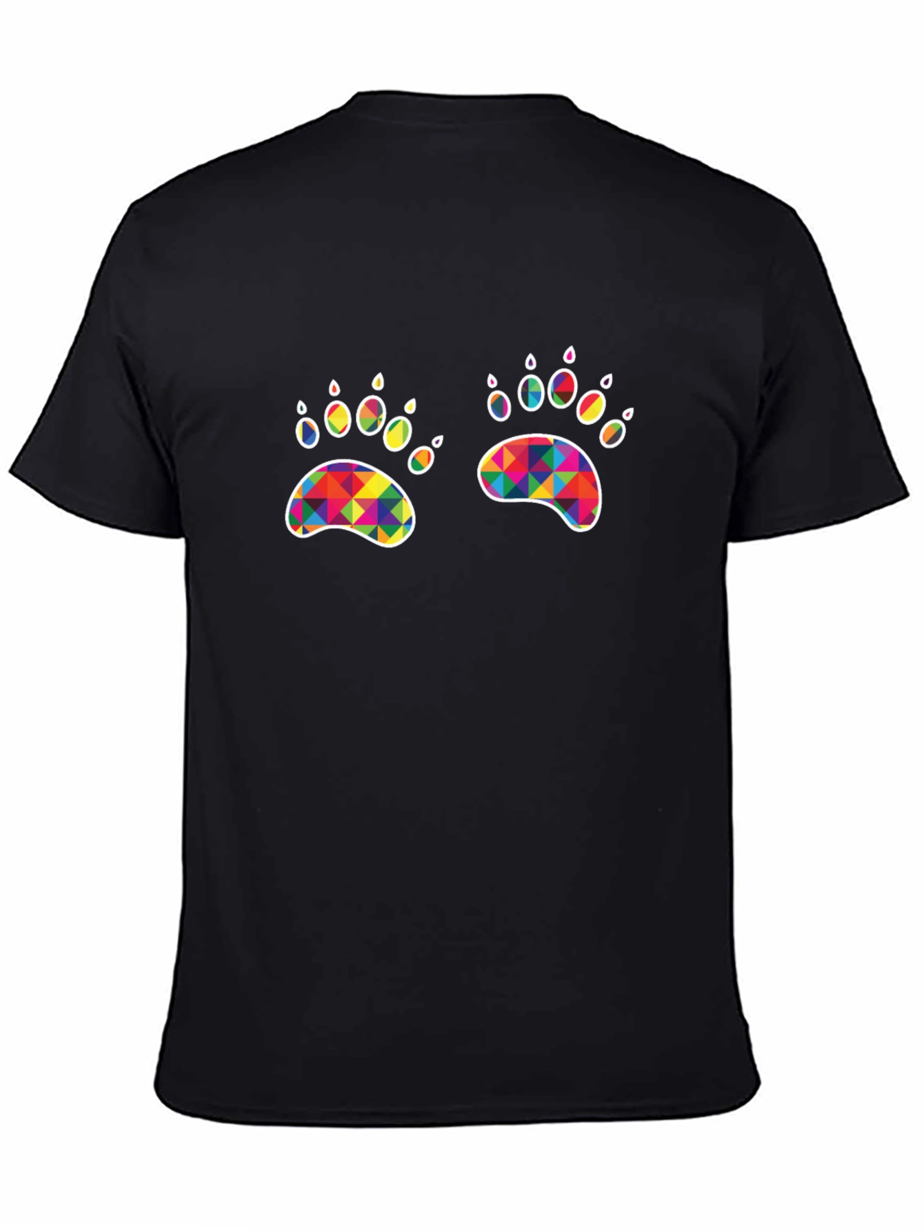 Black Rainbow Paw Print Graphic Tee - Unisex view 4