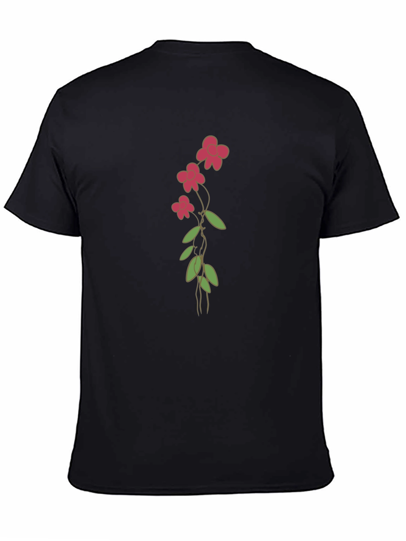 Black Floral Print Black Casual T-Shirt view 4