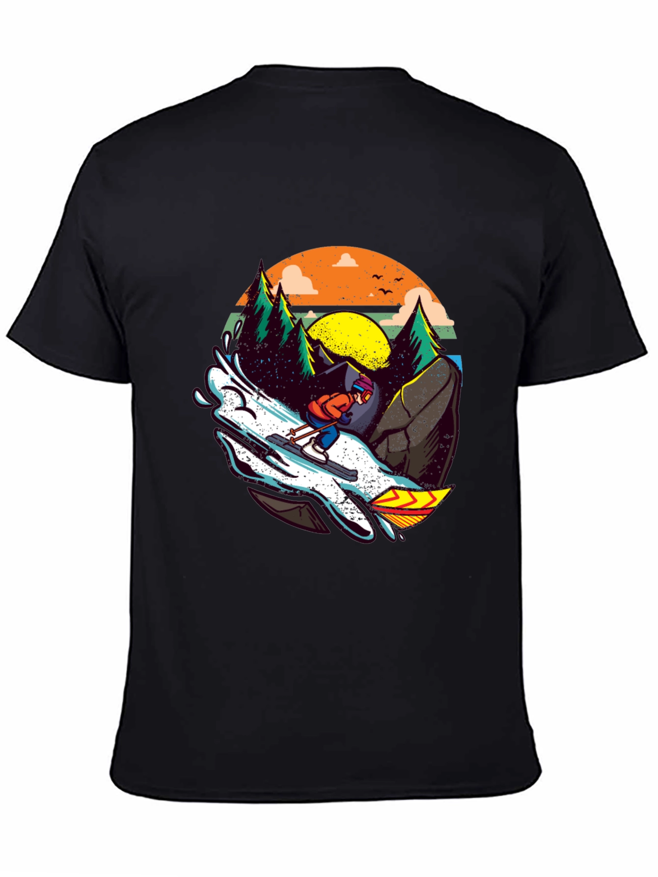 Black Skiing Adventure Graphic Tee view 4