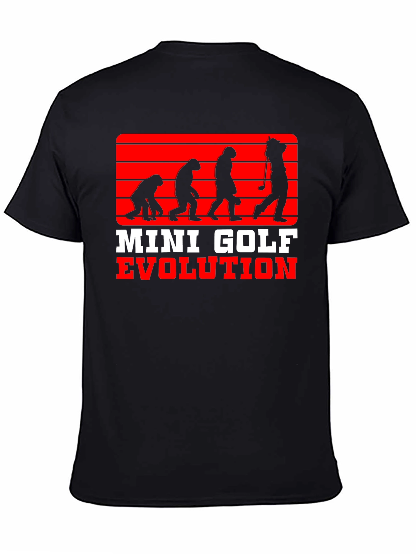 Black Mini Golf Evolution Tee - Funny Golfer T-Shirt view 4