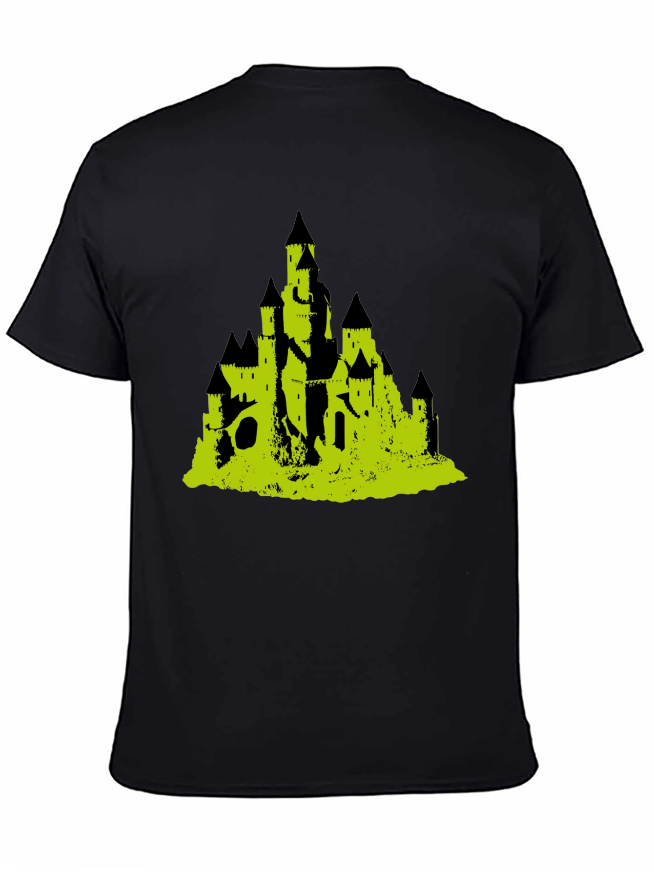 Black Black T-Shirt with Castle Graphic view 4