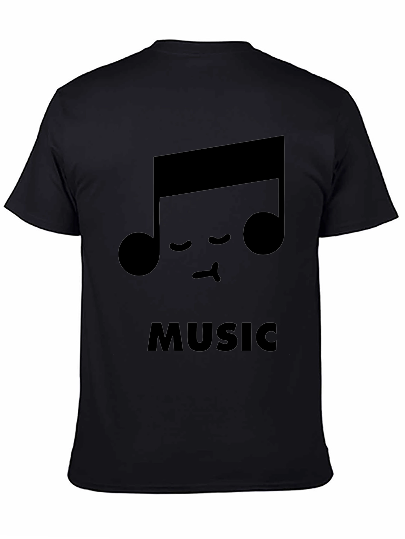 Black Cute Music Note Black T-Shirt view 4