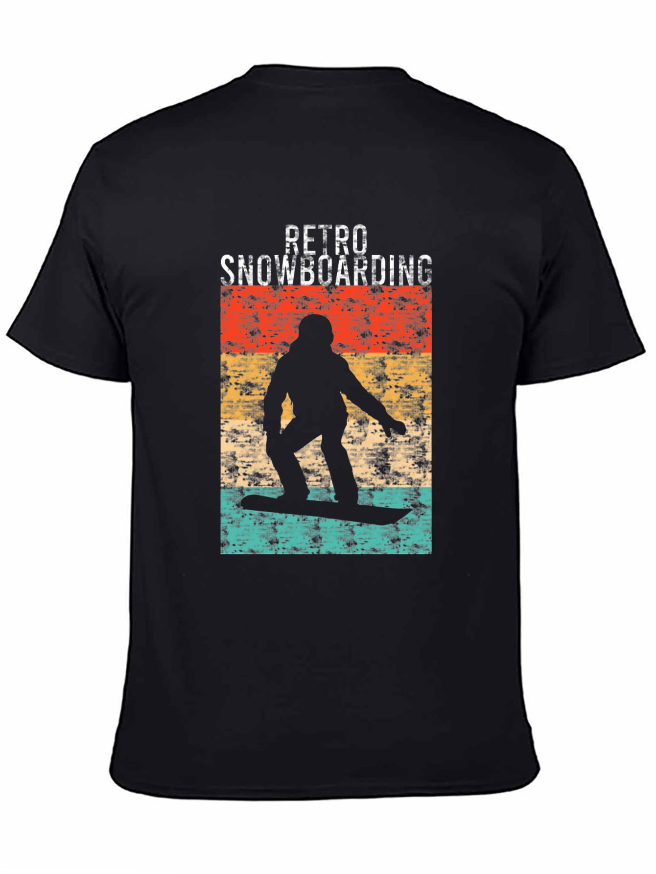 Black Retro Snowboarding Graphic Tee - Black view 4