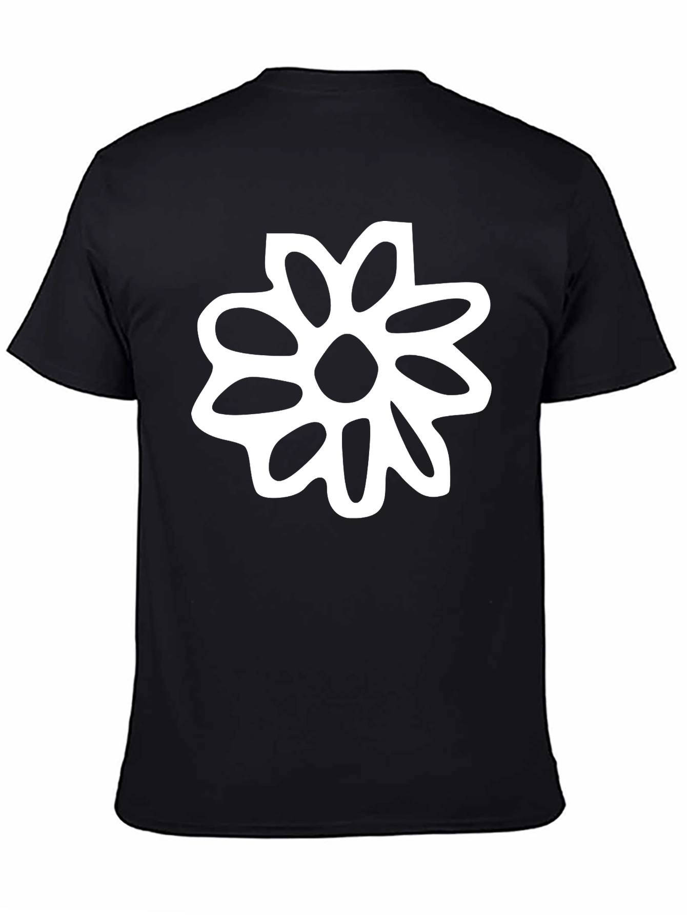 Black Black T-Shirt with White Flower Graphic view 4