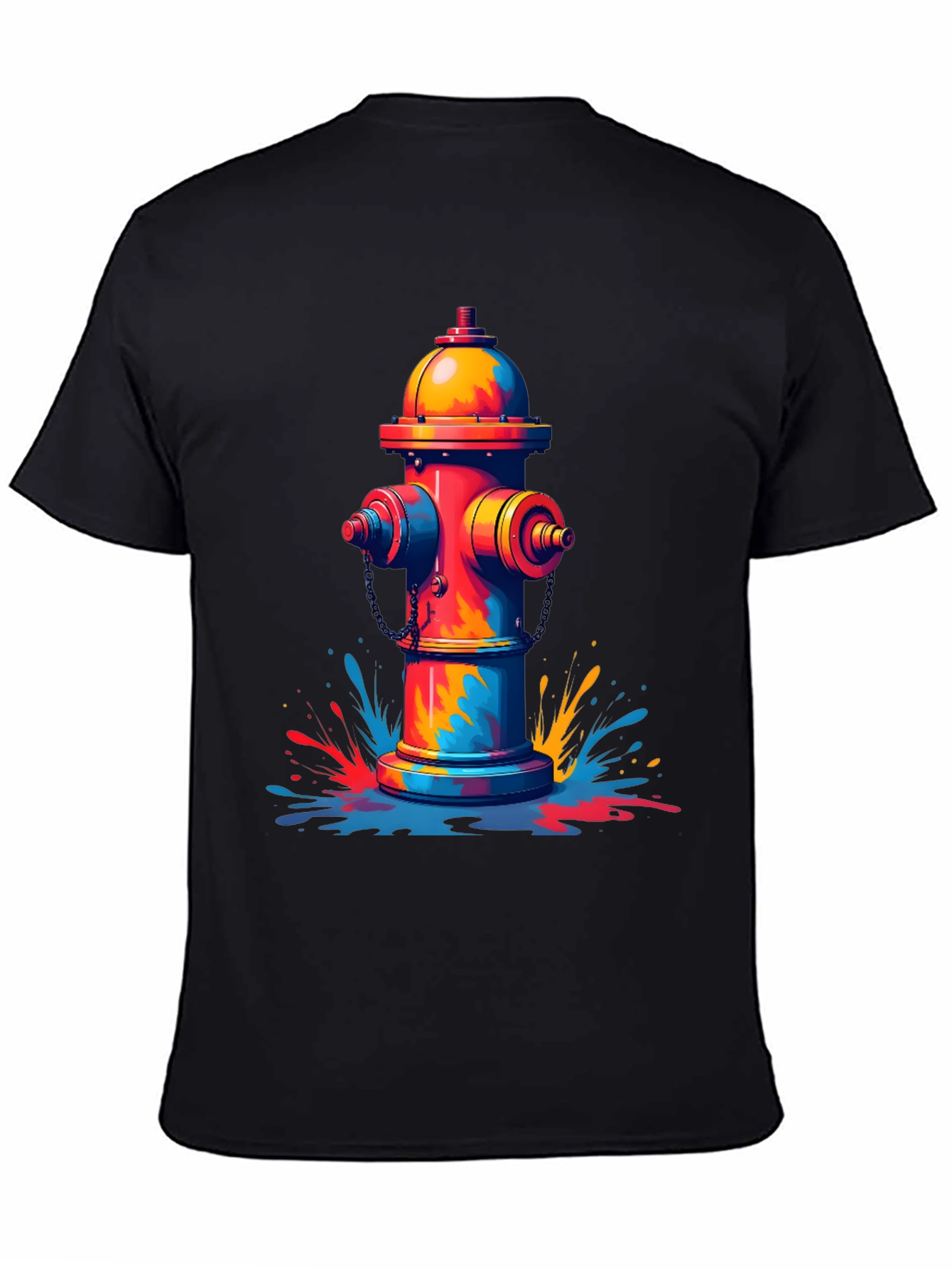 Black Colorful Fire Hydrant Graphic Tee view 4