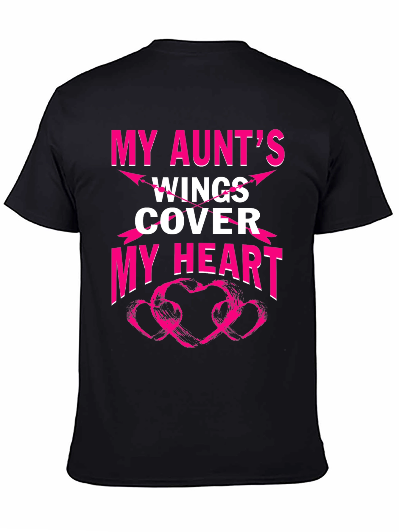 Black My Aunt's Wings Cover My Heart Graphic T-Shirt view 4