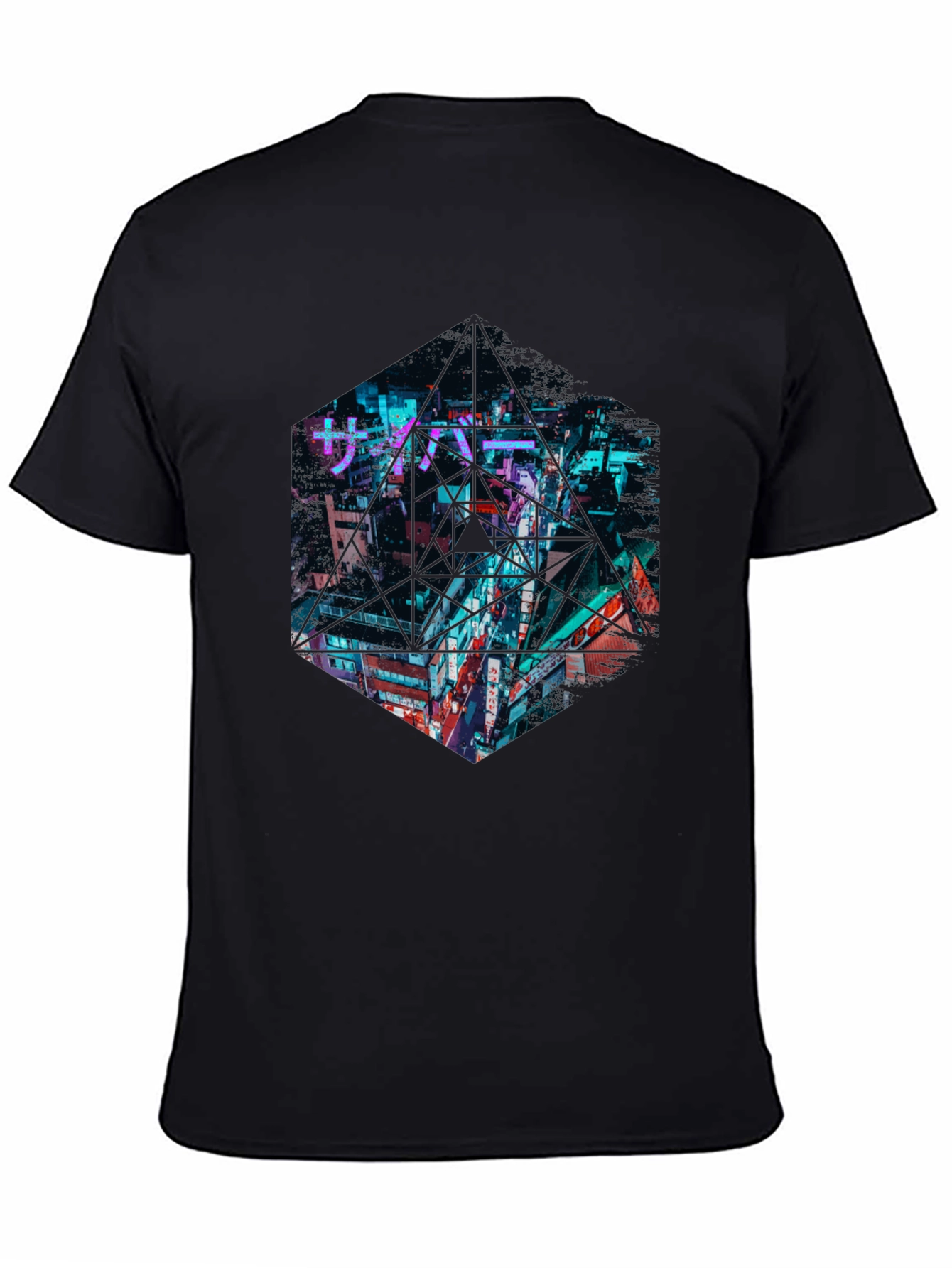 Black Cyberpunk Cityscape Graphic Tee - Urban Style view 4