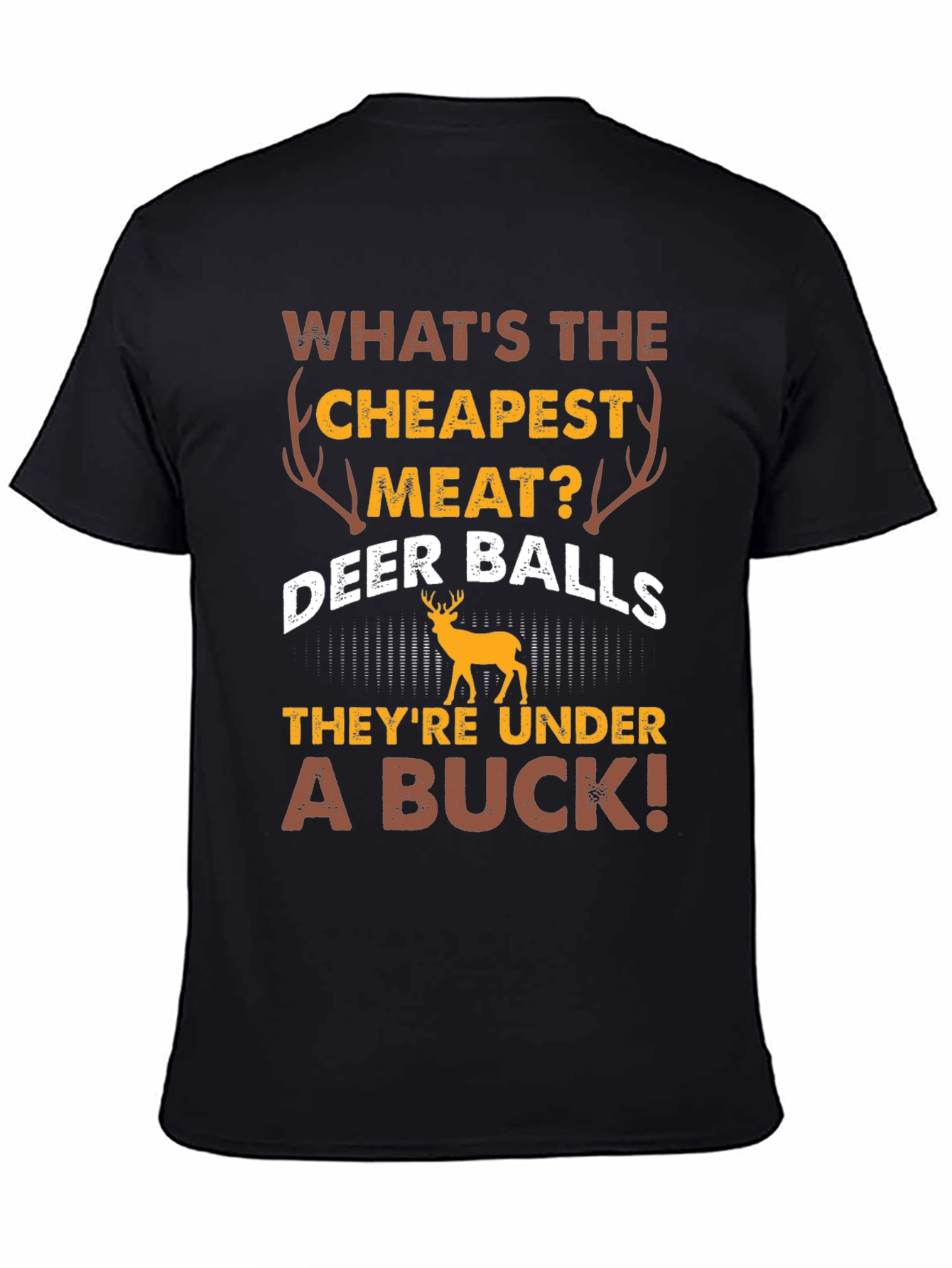 Black Funny Deer Balls T-Shirt - Hunting Humor view 4