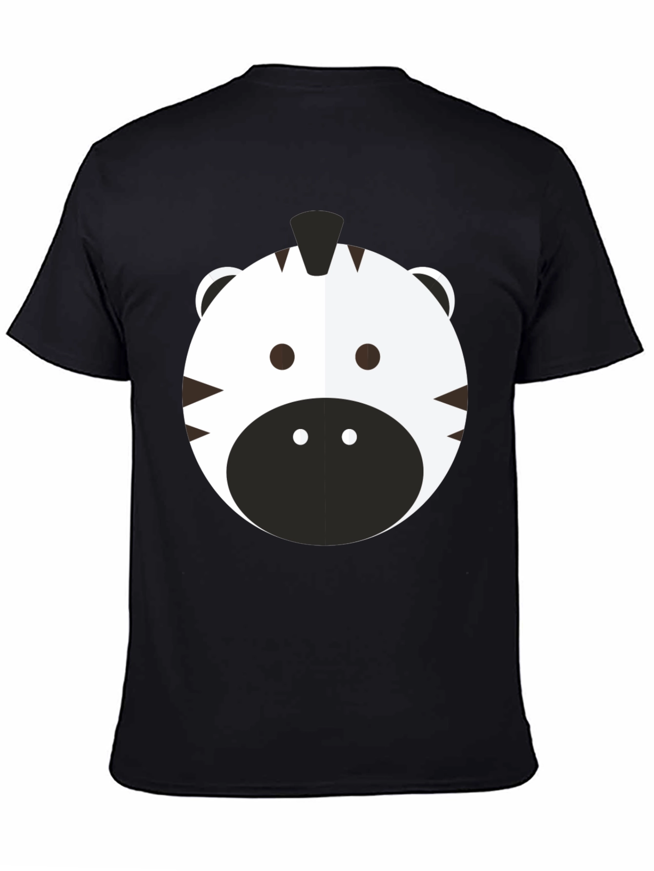 Black Cute Zebra Graphic Tee - Black Cotton T-Shirt view 4