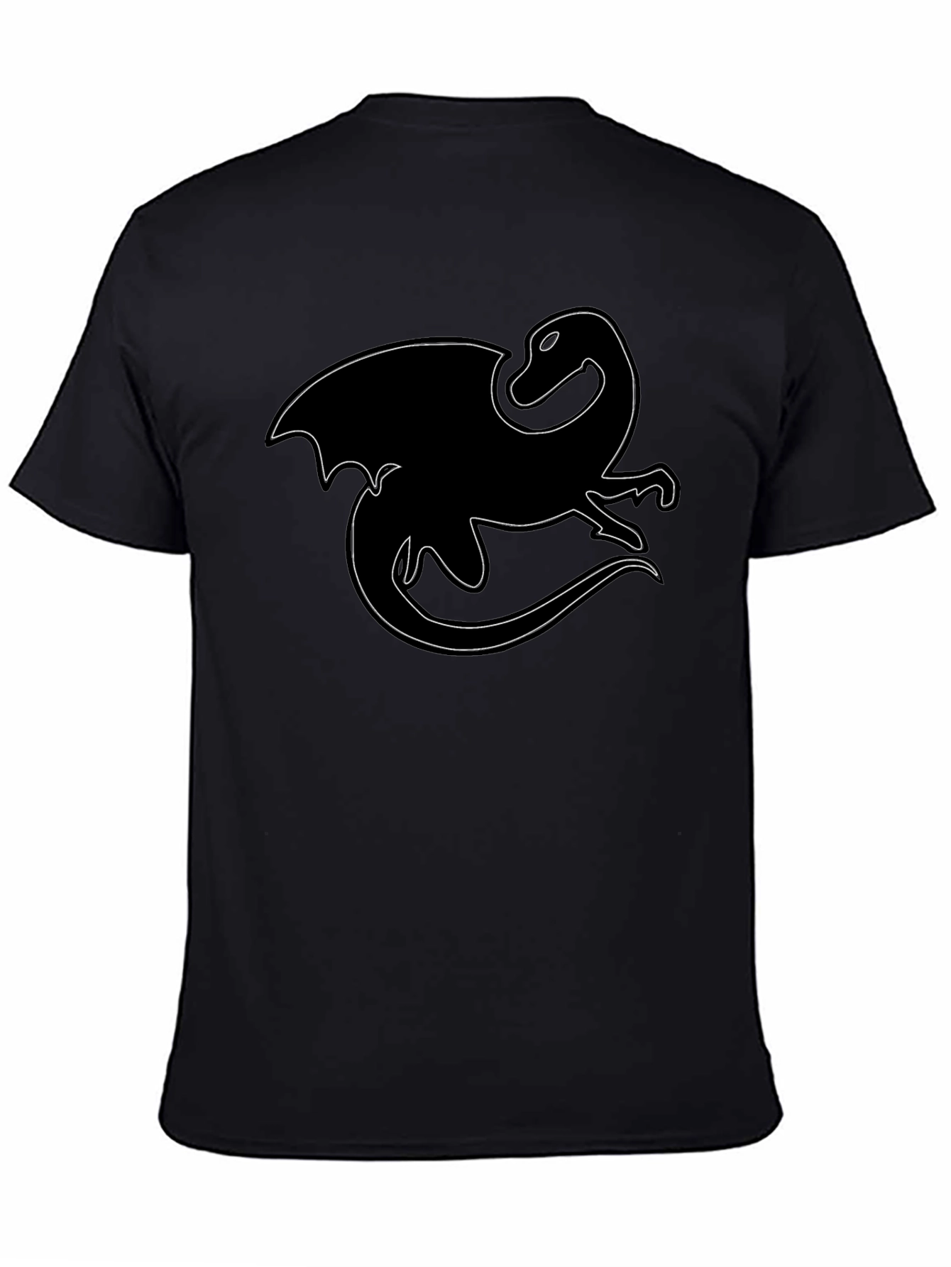 Black Dragon Outline Black T-Shirt view 4