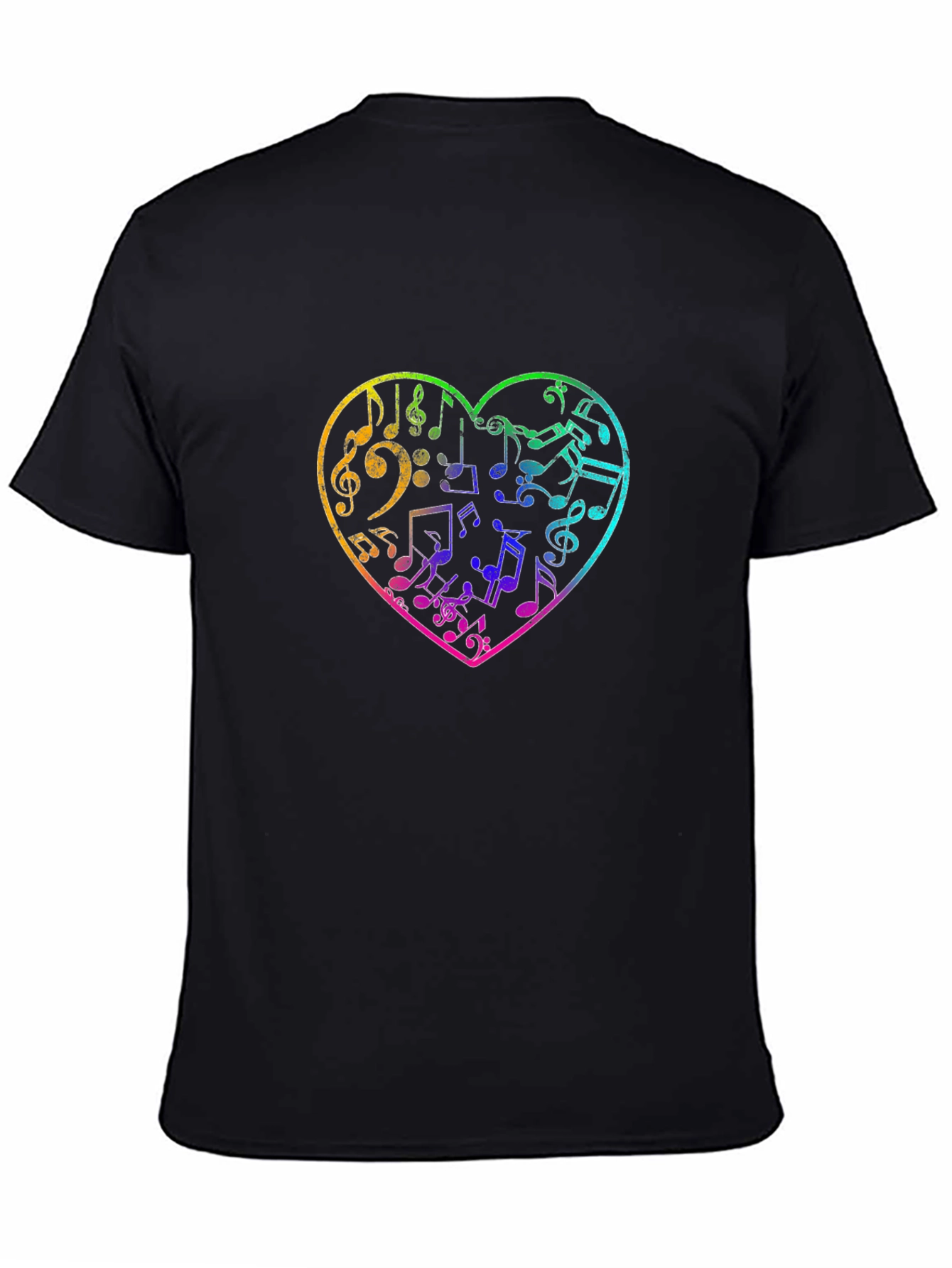 Black Rainbow Music Notes Heart Graphic Tee view 4
