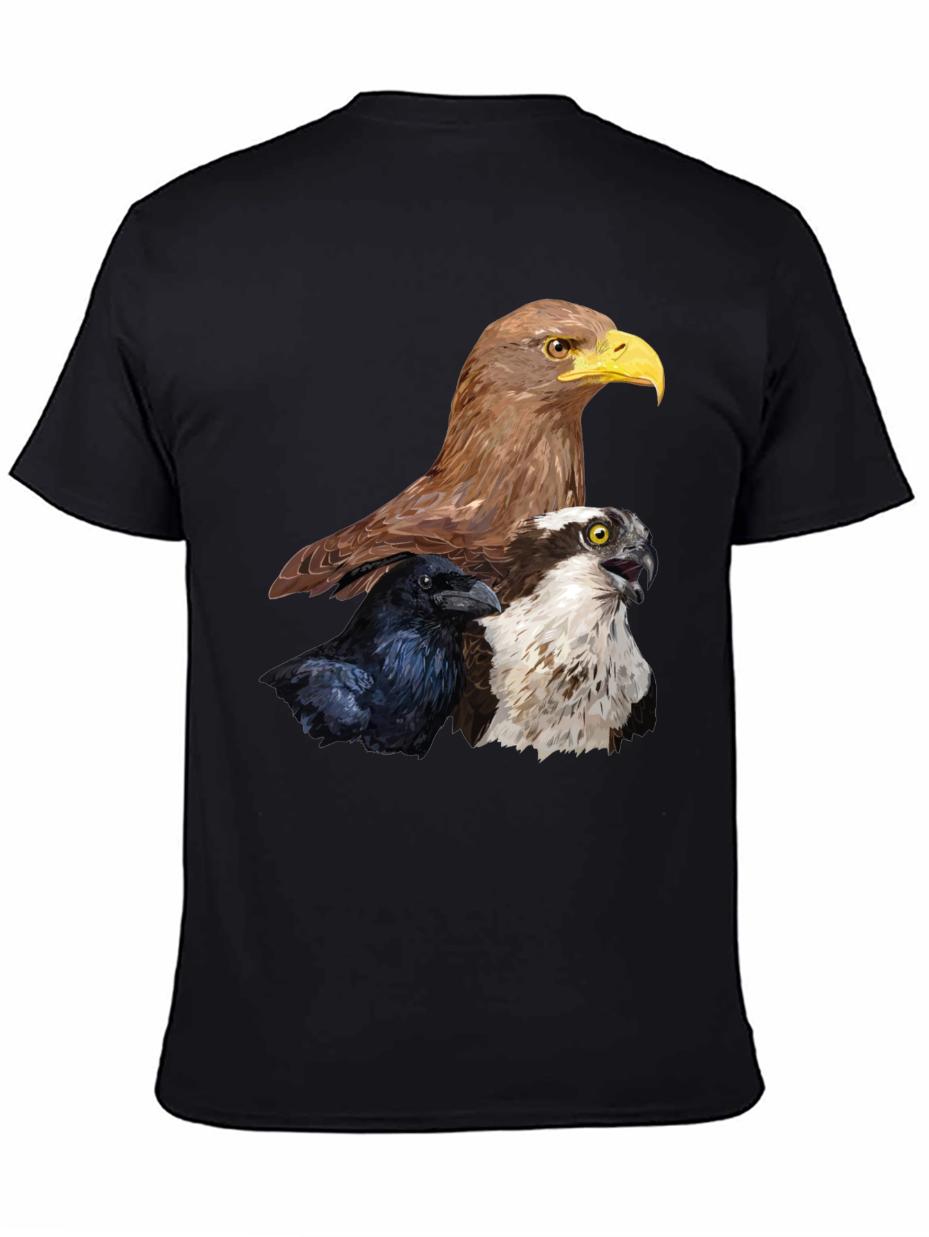 Black Men's Eagle, Raven, Osprey Graphic Print T-Shirt view 4