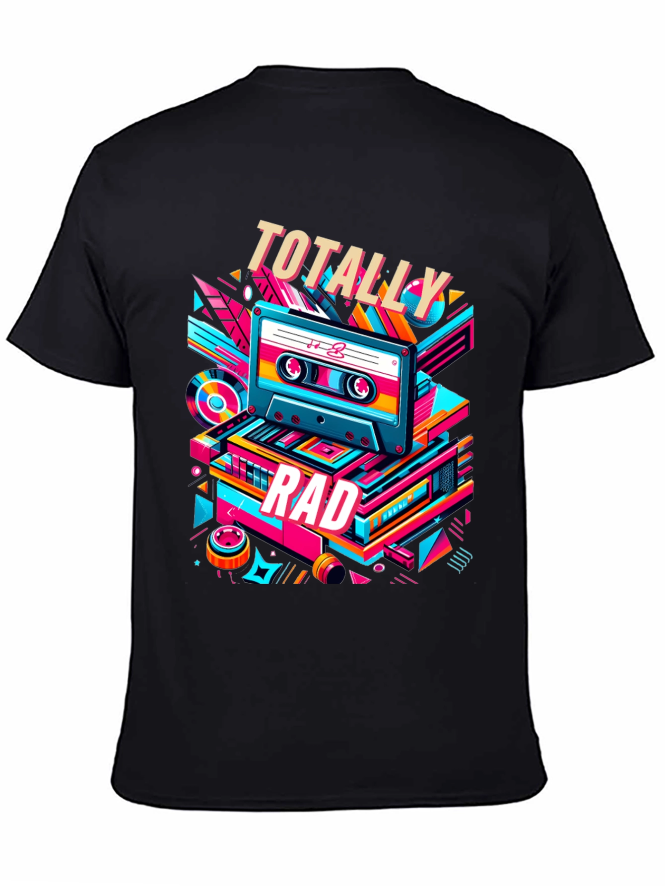 Black Totally Rad Retro Cassette T-Shirt view 4
