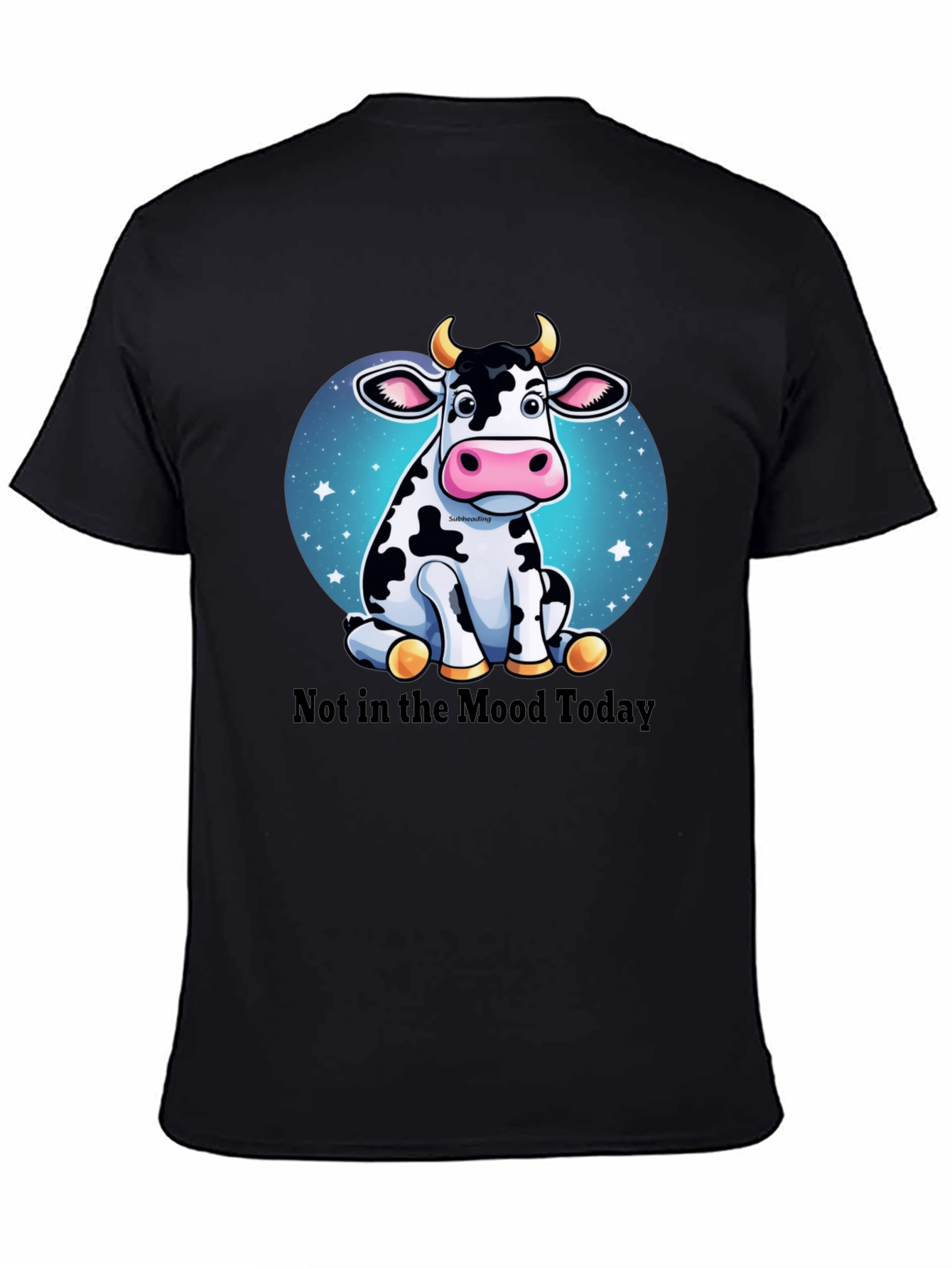 Black Not in the Mood Cow Graphic Tee - Unisex Black T-Shirt view 4
