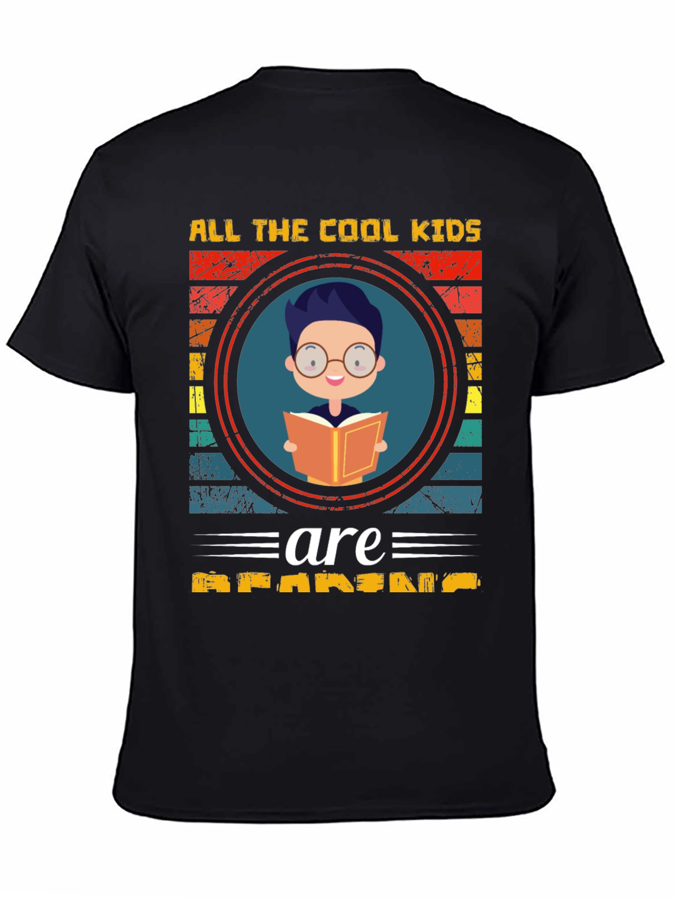Black Cool Kids Reading T-Shirt - Black view 4