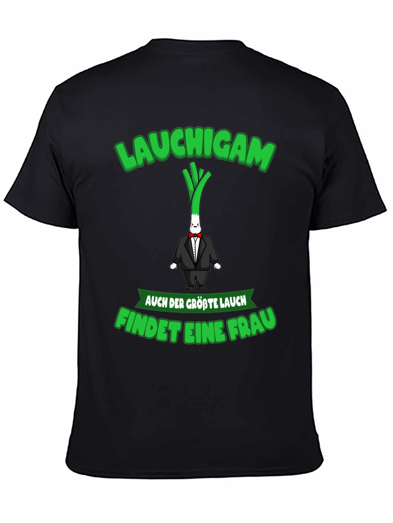 Black Funny "Lauchigam" Graphic T-Shirt view 4