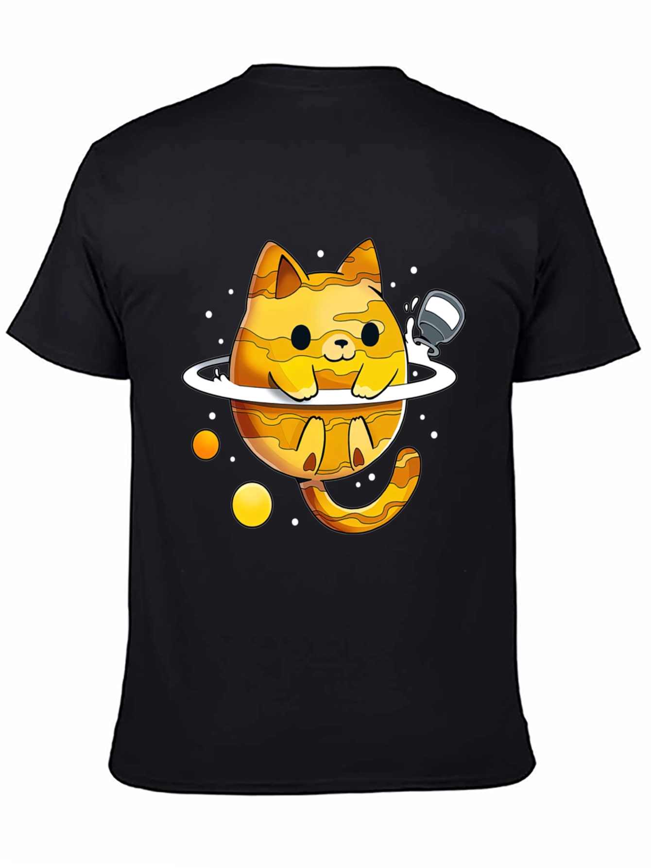 Black Cosmic Cat T-Shirt - Planetary Purrfection! view 4